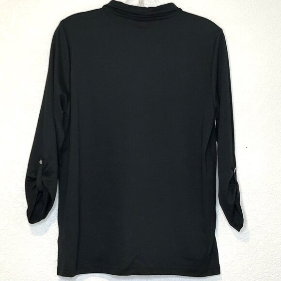 NWT Rebecca Malone Large Caviar 3/4 Sleeve Blouse with Embellishments Zipper - Picture 11 of 11